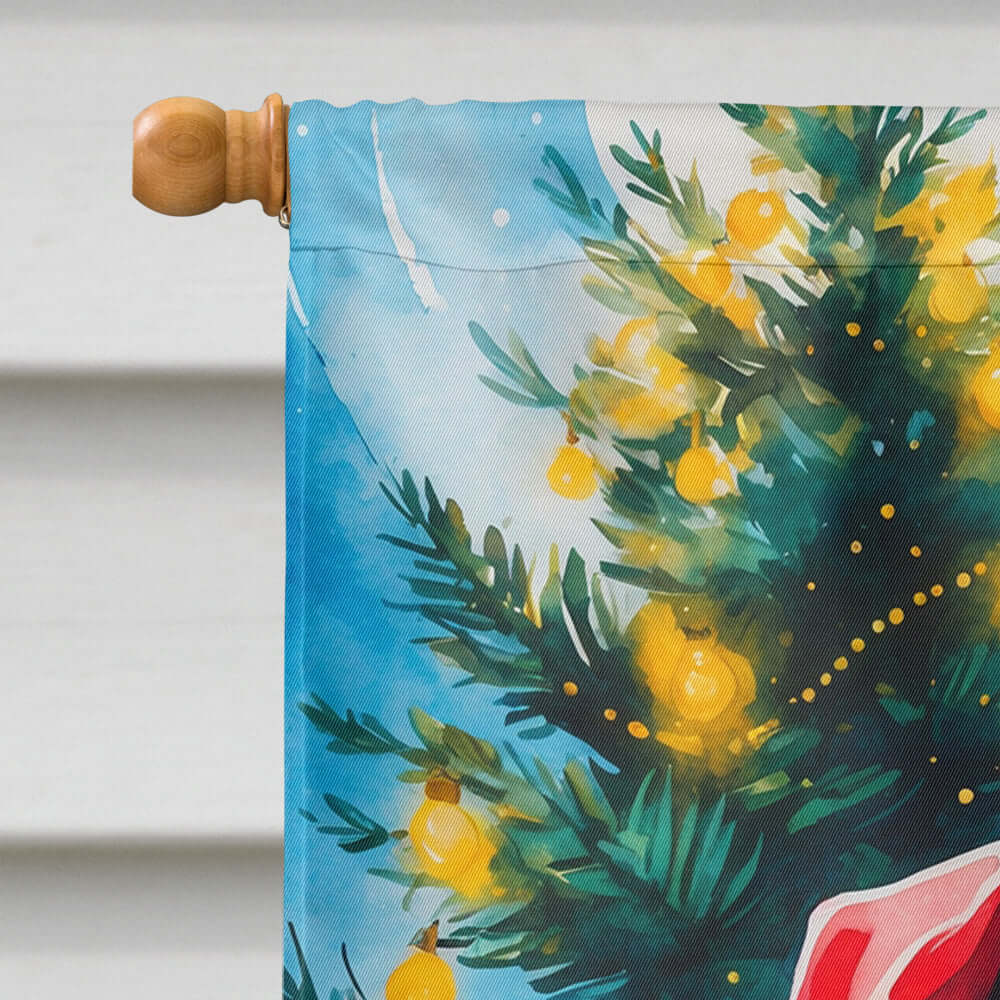 Beagle Christmas House Flag 28x40 Porch Sleeve Pole Decorative Outside Yard Banner Artwork Wall Hanging, Polyester