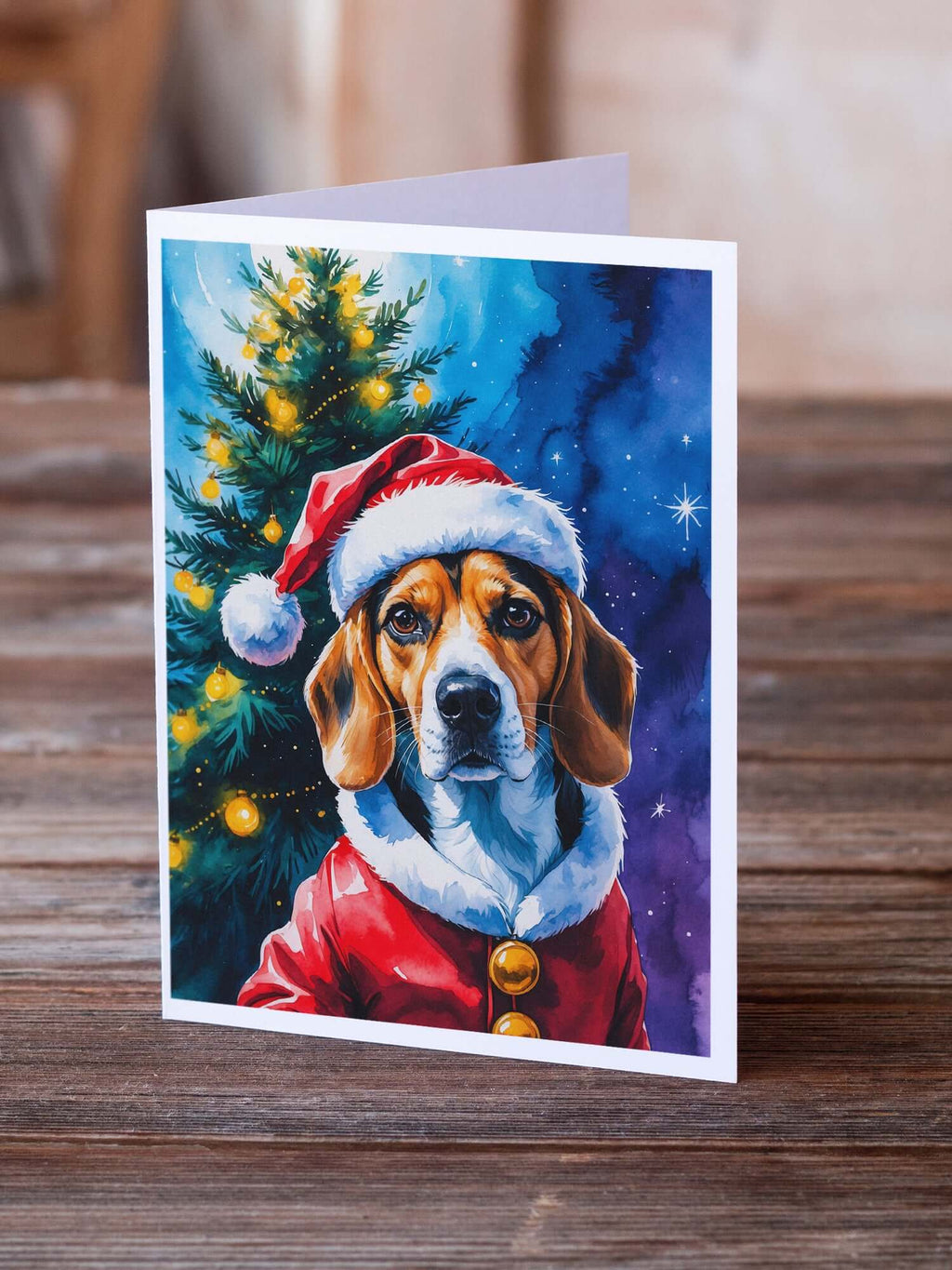 Beagle Christmas Greeting Cards Pack of 8 Blank Cards with Envelopes Whimsical A7 Size 5x7