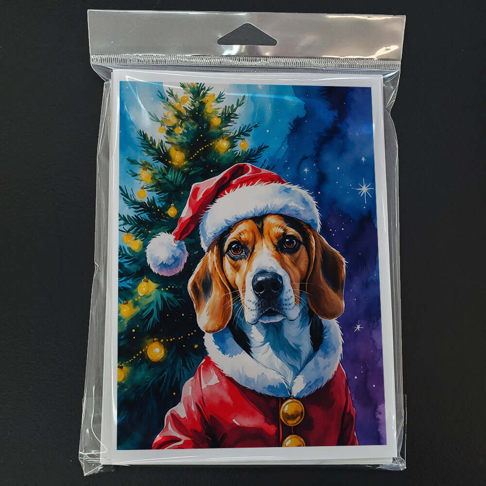 Beagle Christmas Greeting Cards Pack of 8 Blank Cards with Envelopes Whimsical A7 Size 5x7