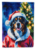 Bernese Mountain Dog Christmas House Flag 28x40 Porch Sleeve Pole Decorative Outside Yard Banner Artwork Wall Hanging, Polyester
