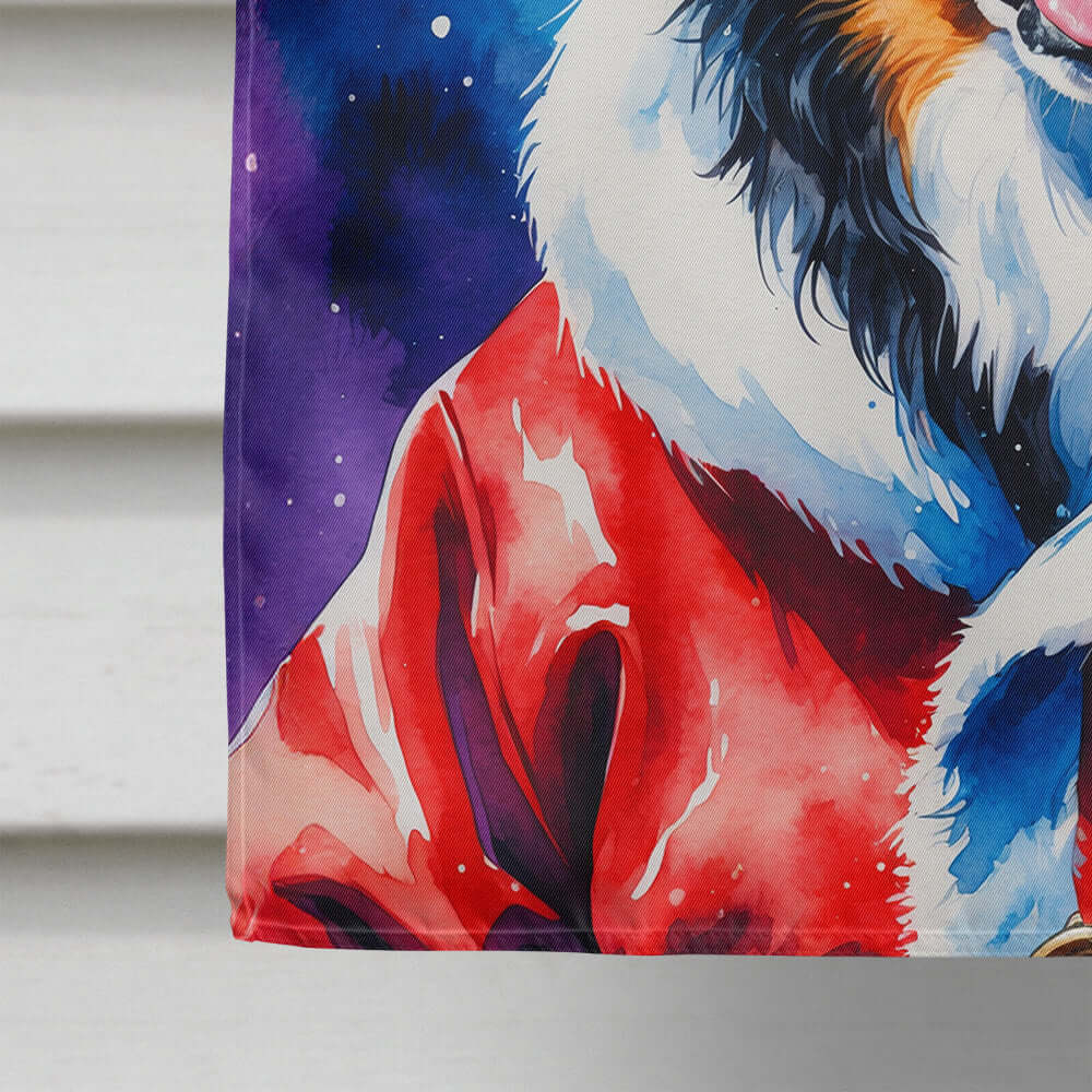 Bernese Mountain Dog Christmas House Flag 28x40 Porch Sleeve Pole Decorative Outside Yard Banner Artwork Wall Hanging, Polyester