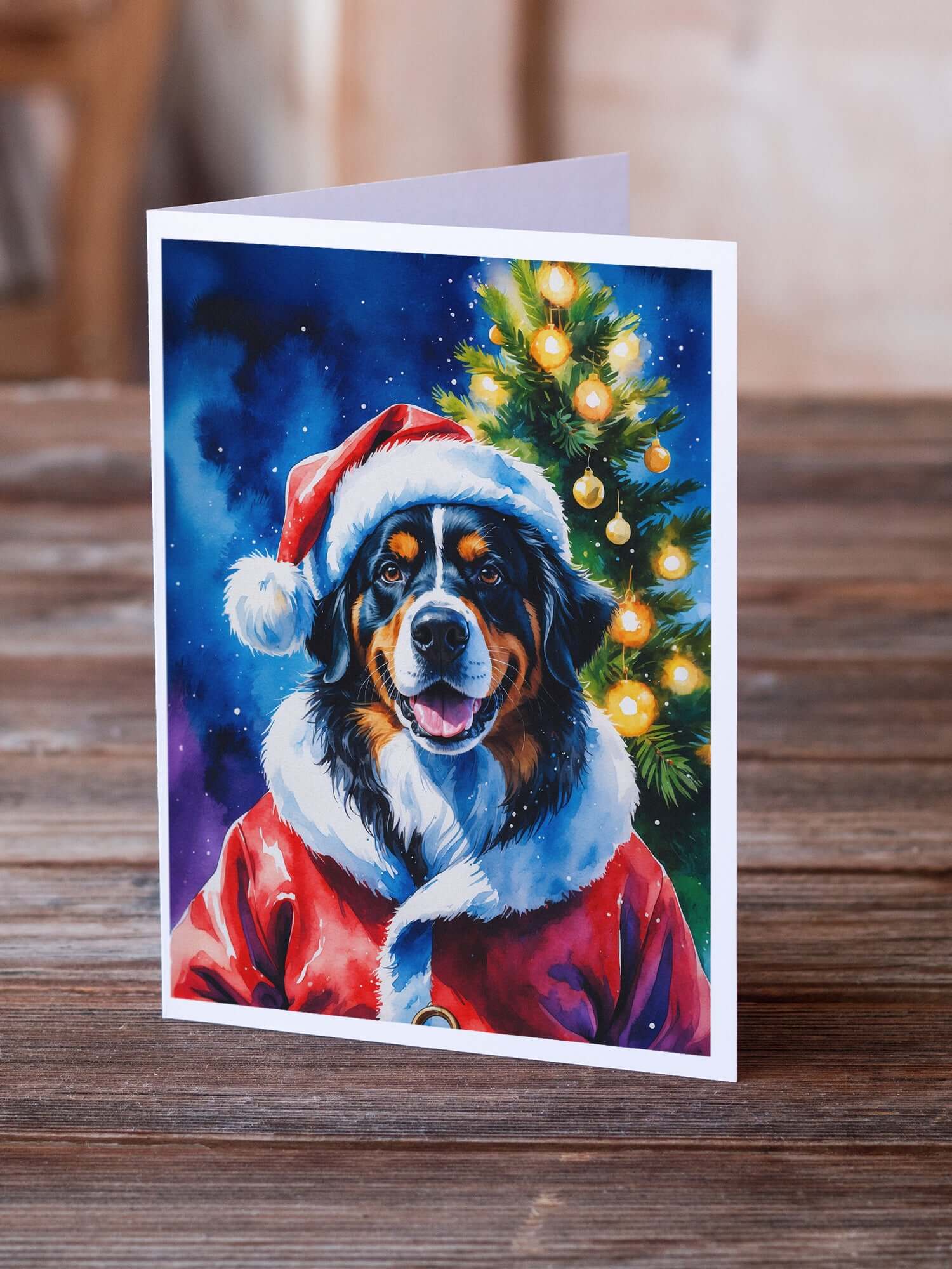 Bernese Mountain Dog Christmas Greeting Cards Pack of 8 Blank Cards with Envelopes Whimsical A7 Size 5x7