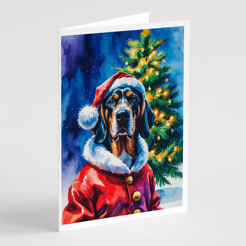 Bluetick Coonhound Christmas Greeting Cards Pack of 8 Blank Cards with Envelopes Whimsical A7 Size 5x7