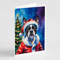Boston Terrier Christmas Greeting Cards Pack of 8 Blank Cards with Envelopes Whimsical A7 Size 5x7