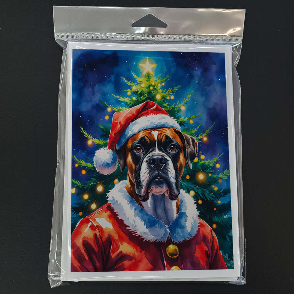 Boxer Christmas Greeting Cards Pack of 8 Blank Cards with Envelopes Whimsical A7 Size 5x7