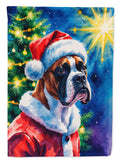Boxer Christmas House Flag 28x40 Porch Sleeve Pole Decorative Outside Yard Banner Artwork Wall Hanging, Polyester
