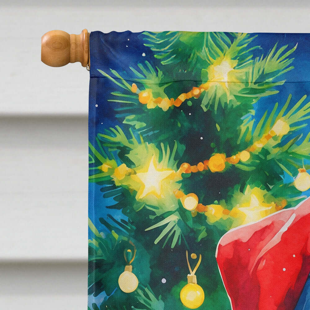 Boxer Christmas House Flag 28x40 Porch Sleeve Pole Decorative Outside Yard Banner Artwork Wall Hanging, Polyester
