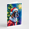 Boxer Christmas Greeting Cards Pack of 8 Blank Cards with Envelopes Whimsical A7 Size 5x7