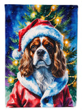 Cavalier Spaniel Christmas House Flag 28x40 Porch Sleeve Pole Decorative Outside Yard Banner Artwork Wall Hanging, Polyester