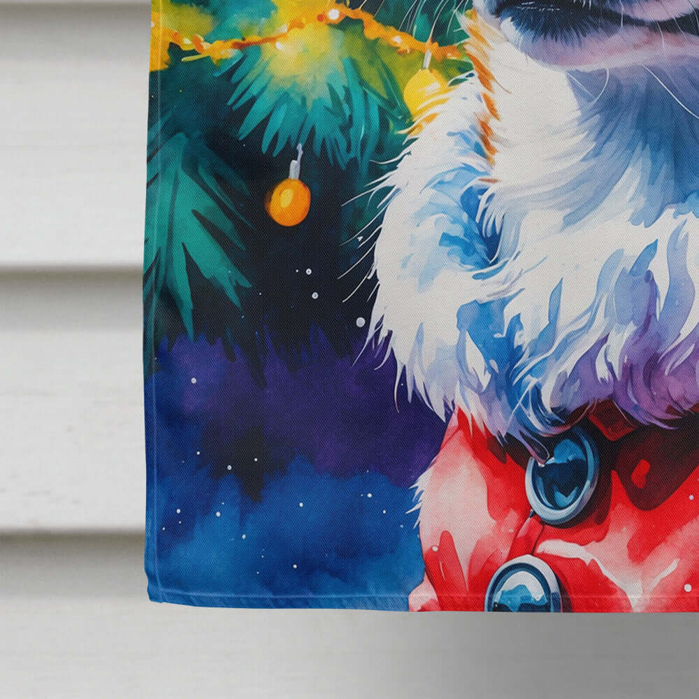 Chihuahua Christmas House Flag 28x40 Porch Sleeve Pole Decorative Outside Yard Banner Artwork Wall Hanging, Polyester