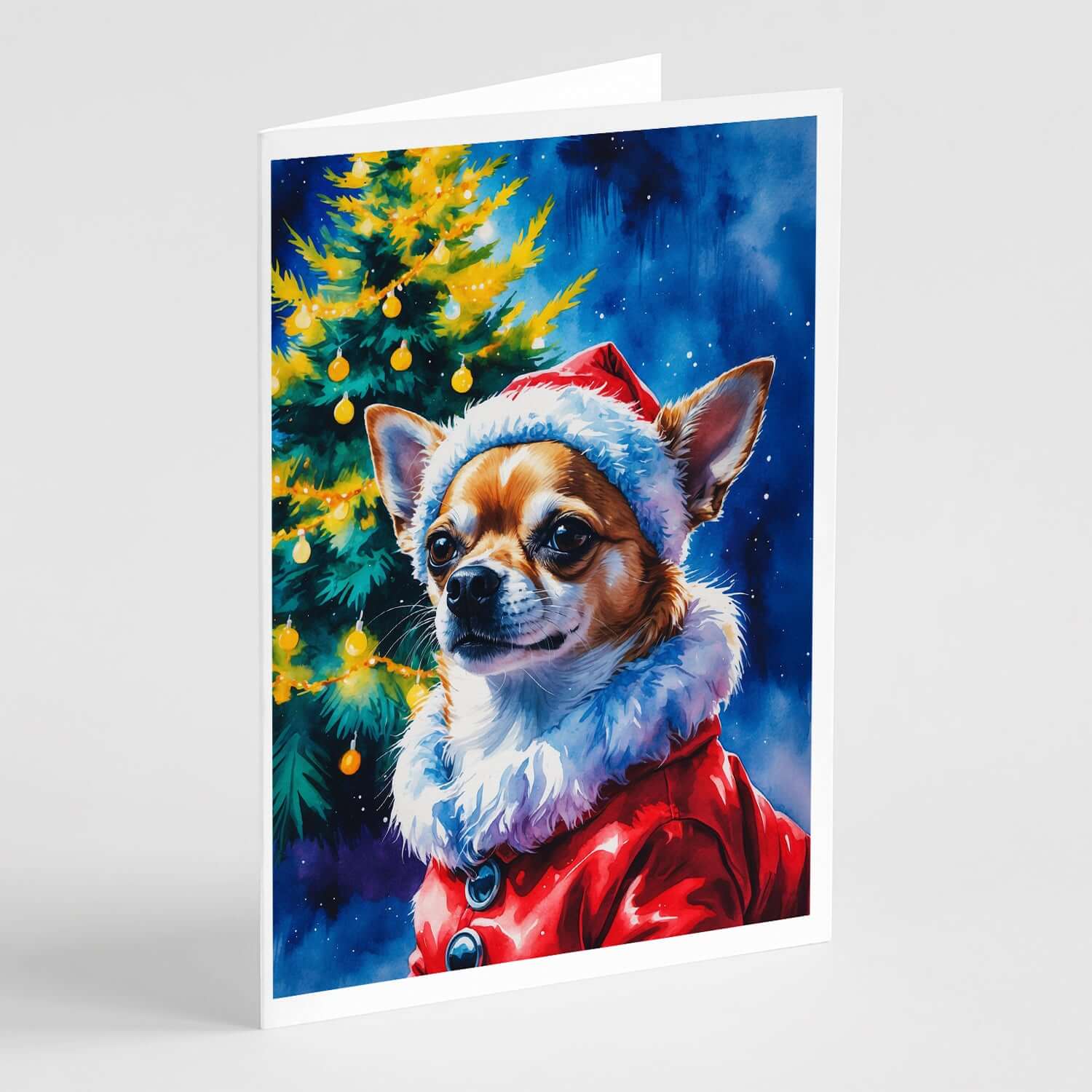 Chihuahua Christmas Greeting Cards Pack of 8 Blank Cards with Envelopes Whimsical A7 Size 5x7