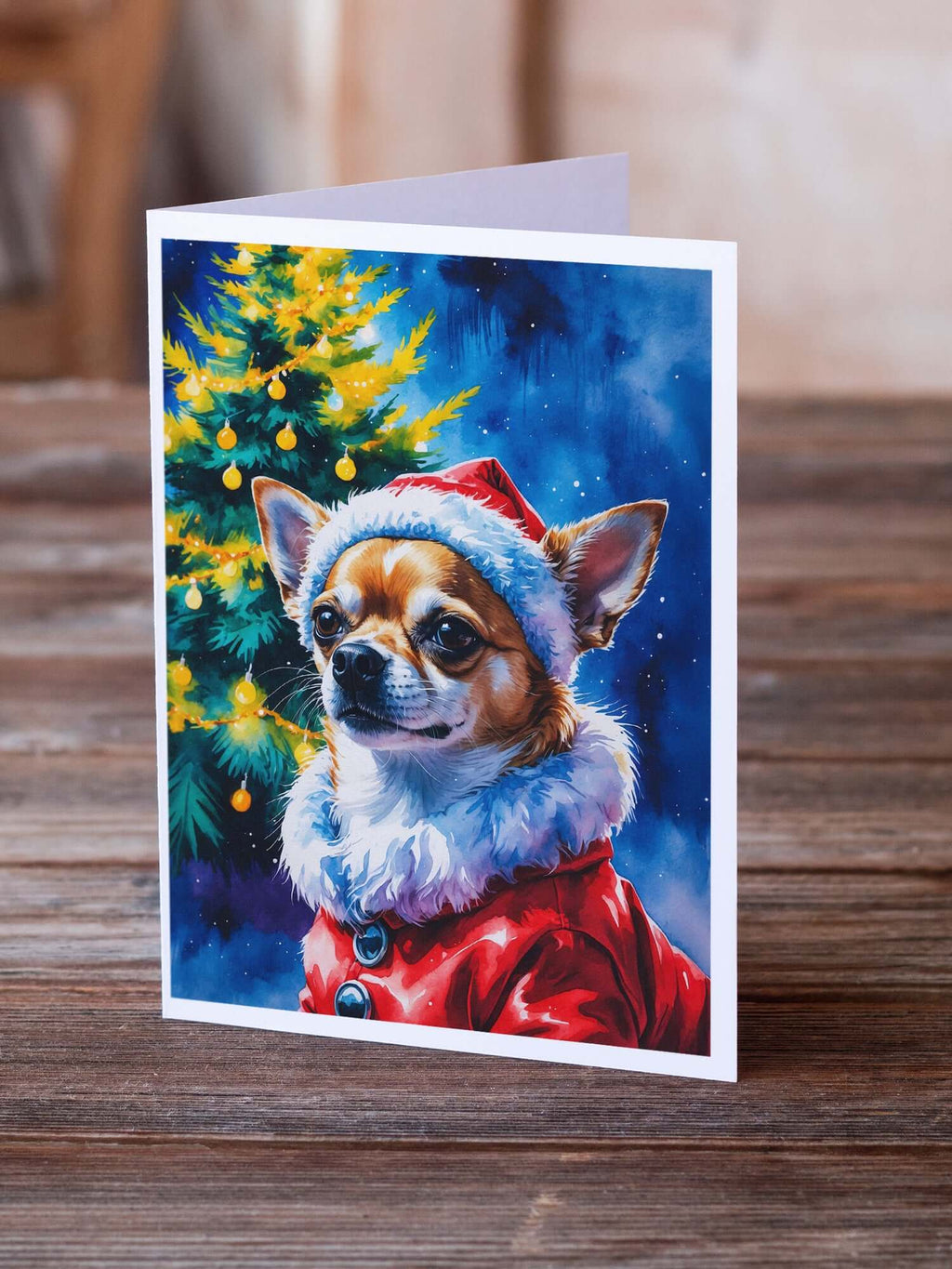 Chihuahua Christmas Greeting Cards Pack of 8 Blank Cards with Envelopes Whimsical A7 Size 5x7