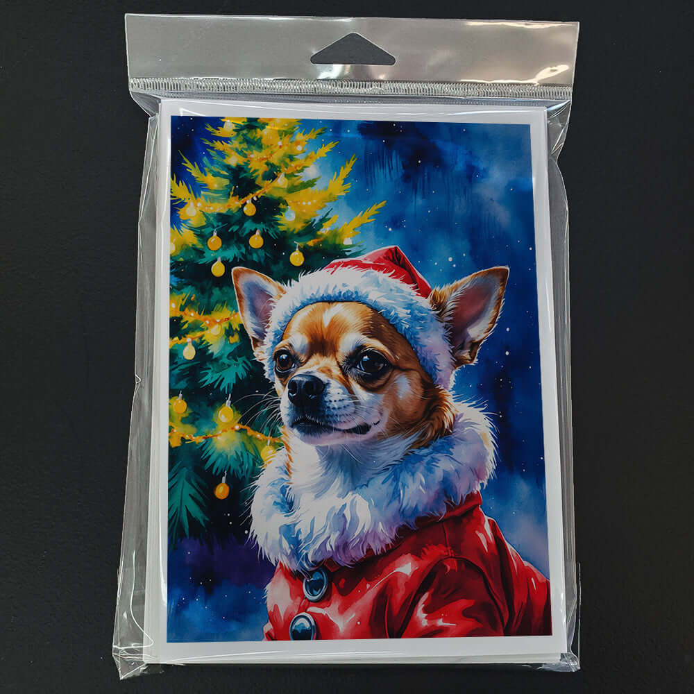 Chihuahua Christmas Greeting Cards Pack of 8 Blank Cards with Envelopes Whimsical A7 Size 5x7