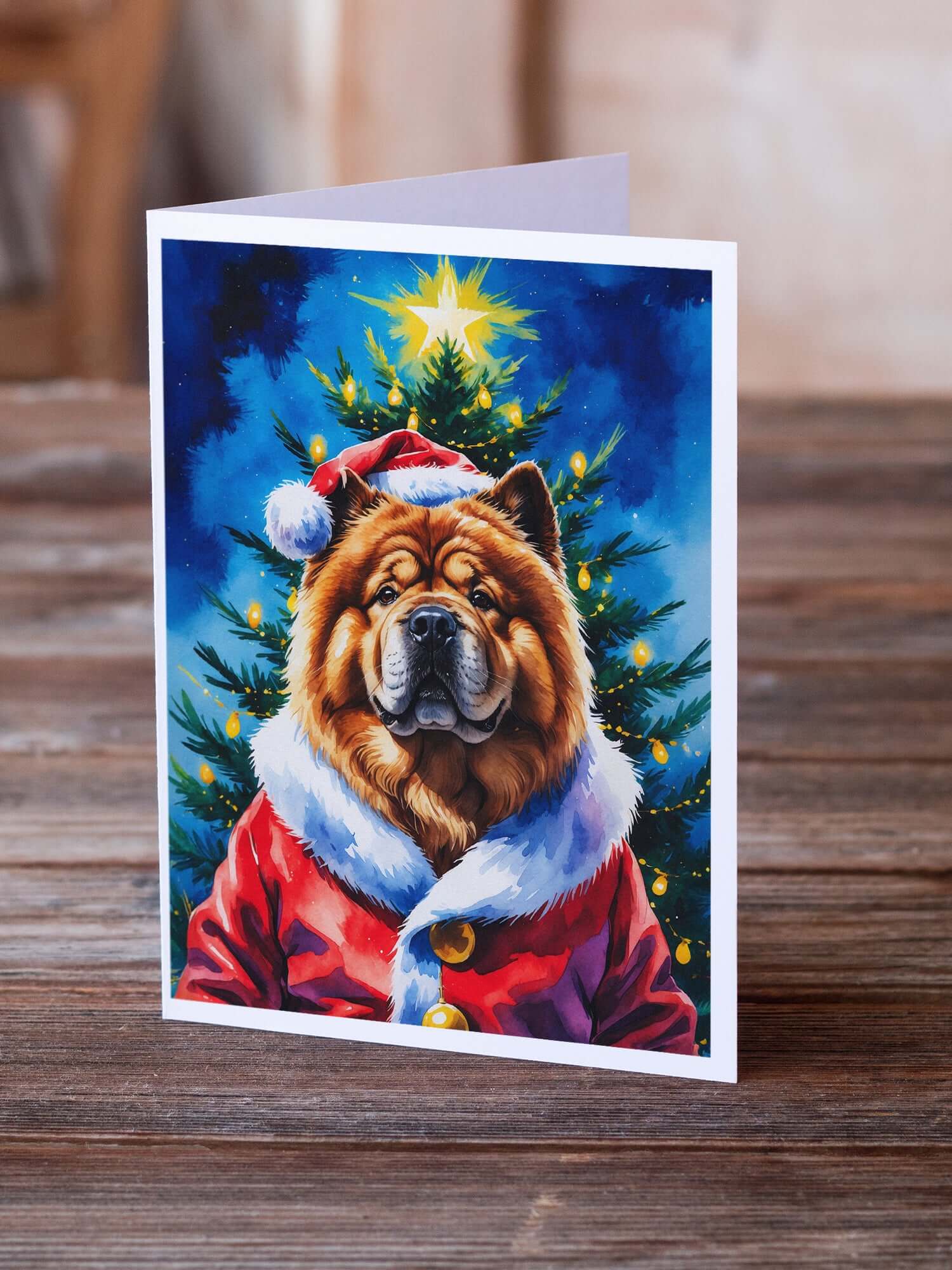 Chow Chow Christmas Greeting Cards Pack of 8 Blank Cards with Envelopes Whimsical A7 Size 5x7