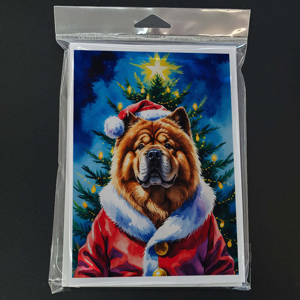 Chow Chow Christmas Greeting Cards Pack of 8 Blank Cards with Envelopes Whimsical A7 Size 5x7