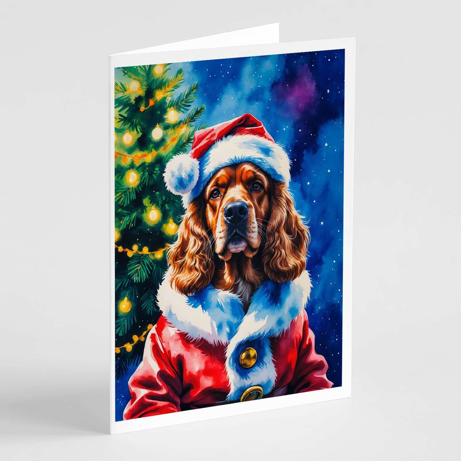 Cocker Spaniel Christmas Greeting Cards Pack of 8 Blank Cards with Envelopes Whimsical A7 Size 5x7