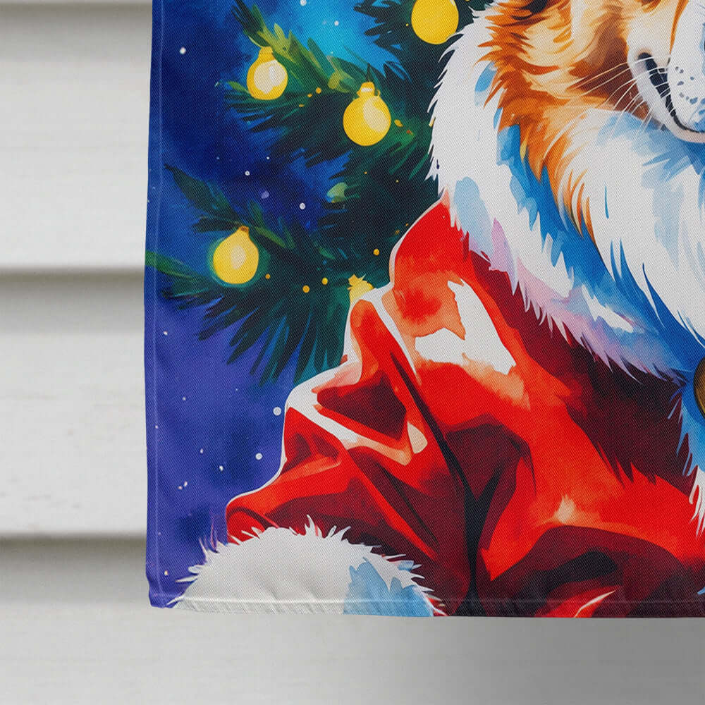 Corgi Christmas House Flag 28x40 Porch Sleeve Pole Decorative Outside Yard Banner Artwork Wall Hanging, Polyester