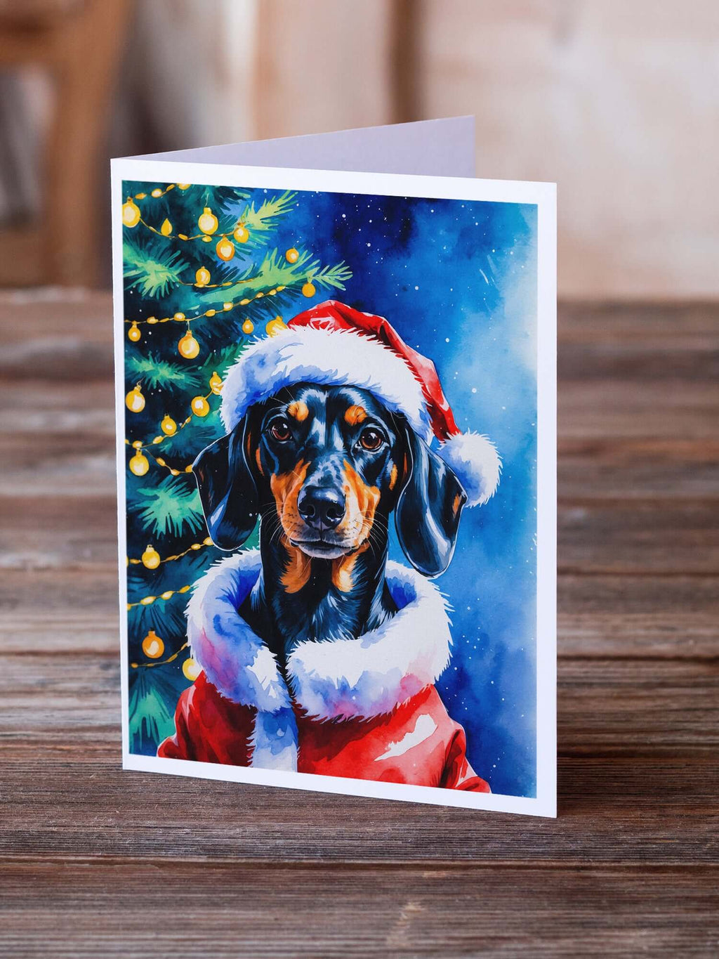 Dachshund Christmas Greeting Cards Pack of 8 Blank Cards with Envelopes Whimsical A7 Size 5x7