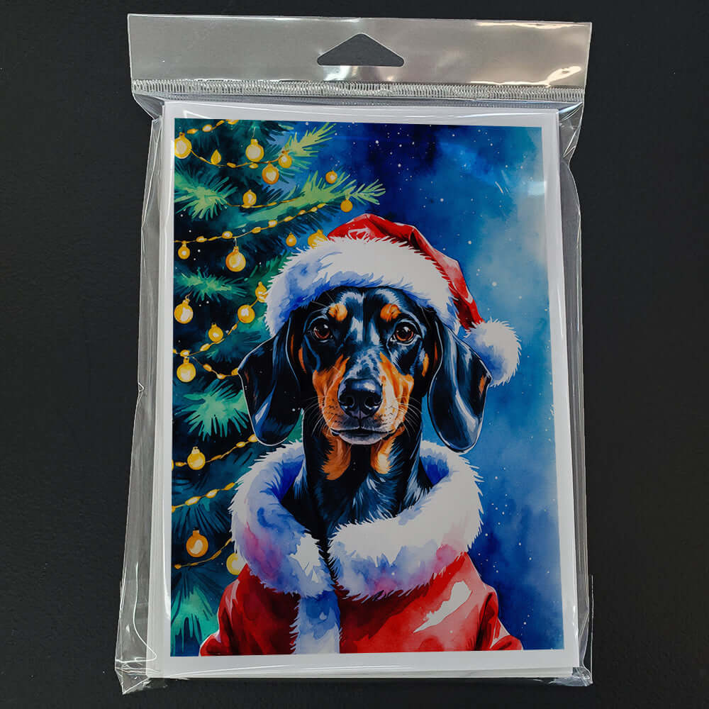 Dachshund Christmas Greeting Cards Pack of 8 Blank Cards with Envelopes Whimsical A7 Size 5x7