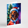 Red Dachshund Christmas Greeting Cards Pack of 8 Blank Cards with Envelopes Whimsical A7 Size 5x7