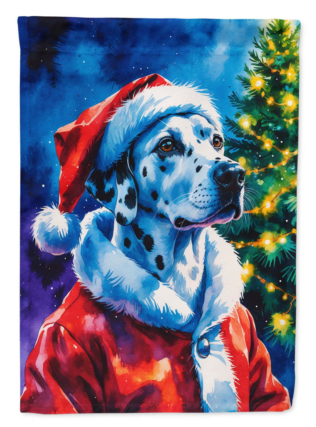 Dalmatian Christmas House Flag 28x40 Porch Sleeve Pole Decorative Outside Yard Banner Artwork Wall Hanging, Polyester