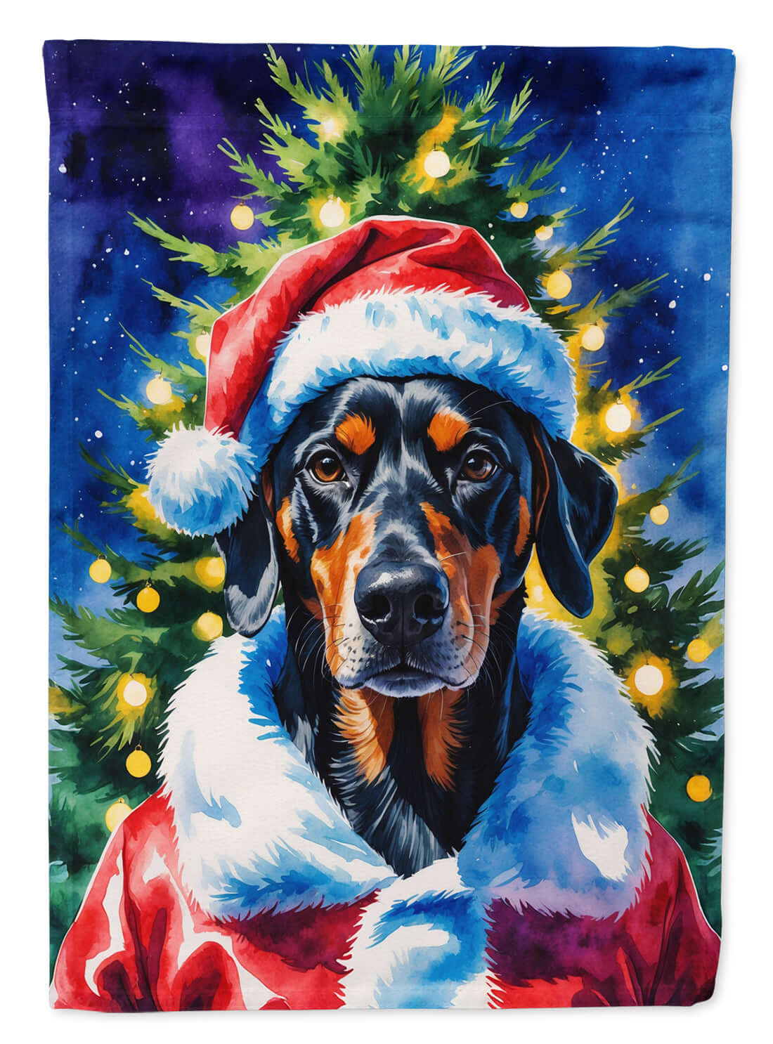 Doberman Pinscher Christmas House Flag 28x40 Porch Sleeve Pole Decorative Outside Yard Banner Artwork Wall Hanging, Polyester