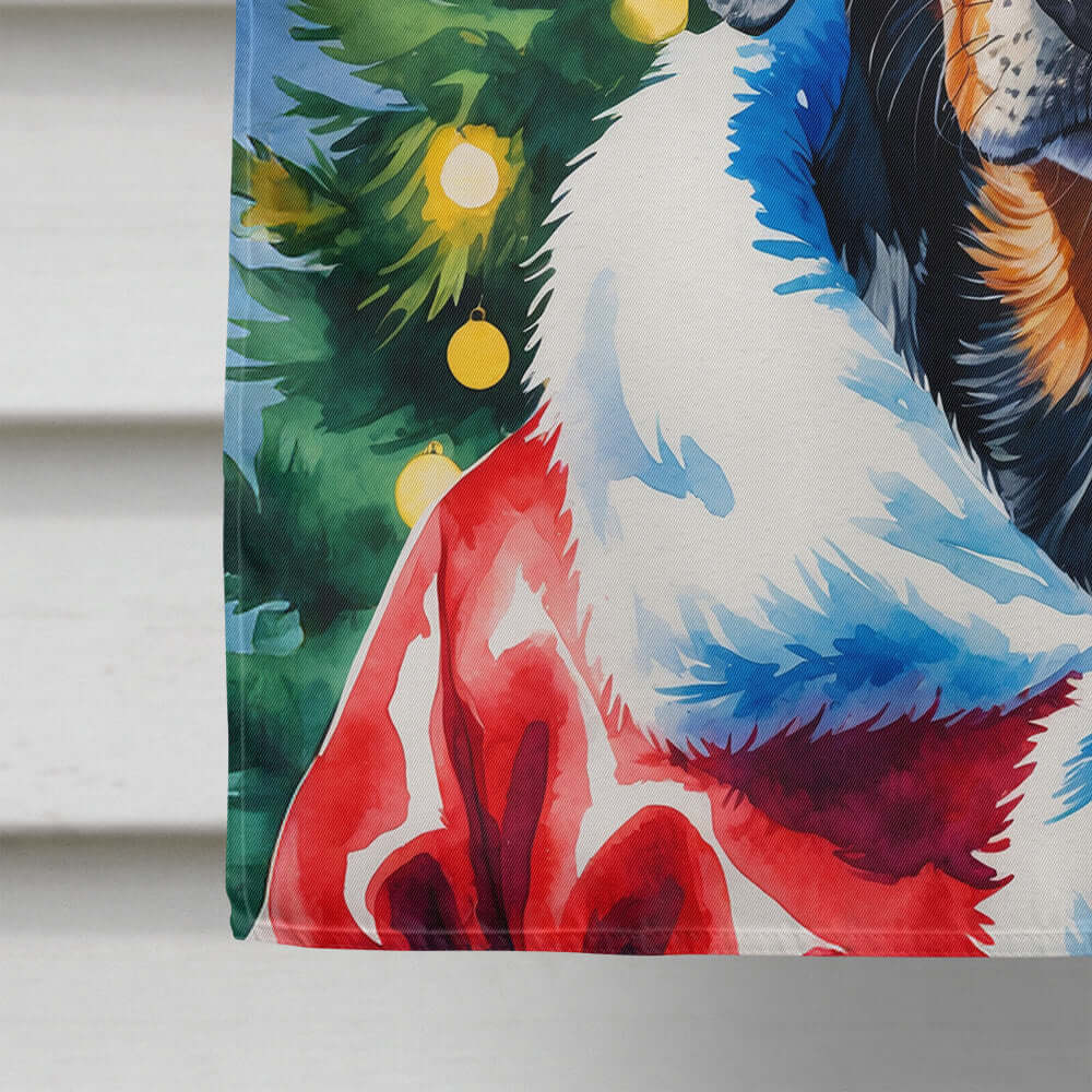 Doberman Pinscher Christmas House Flag 28x40 Porch Sleeve Pole Decorative Outside Yard Banner Artwork Wall Hanging, Polyester