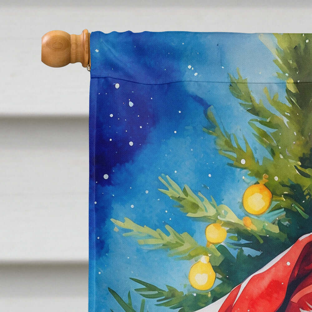 English Bulldog Christmas House Flag 28x40 Porch Sleeve Pole Decorative Outside Yard Banner Artwork Wall Hanging, Polyester