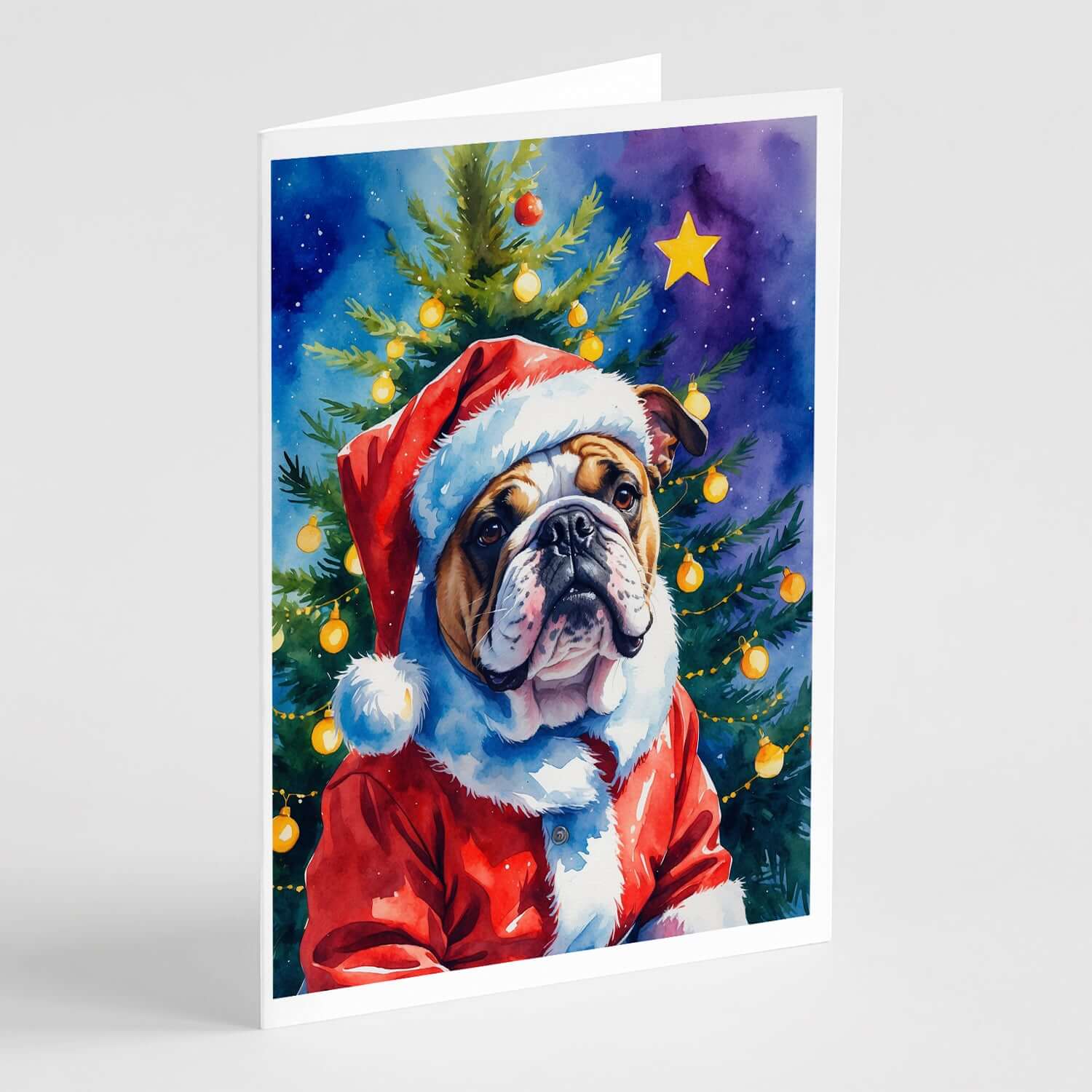 English Bulldog Christmas Greeting Cards Pack of 8 Blank Cards with Envelopes Whimsical A7 Size 5x7