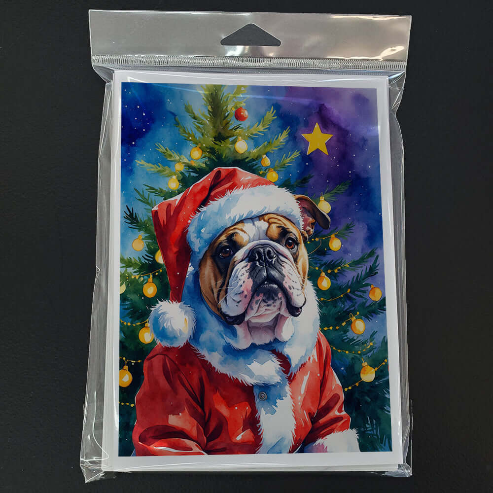 English Bulldog Christmas Greeting Cards Pack of 8 Blank Cards with Envelopes Whimsical A7 Size 5x7