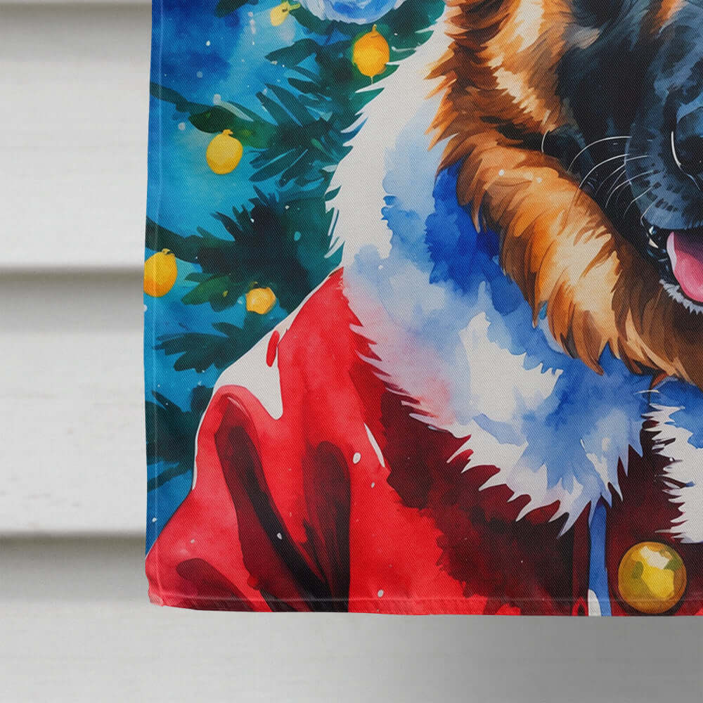 German Shepherd Christmas House Flag 28x40 Porch Sleeve Pole Decorative Outside Yard Banner Artwork Wall Hanging, Polyester
