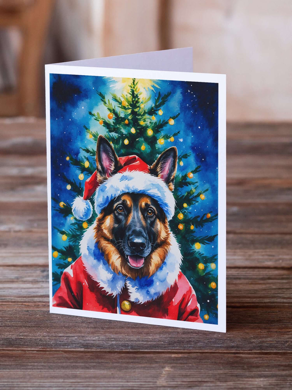 German Shepherd Christmas Greeting Cards Pack of 8 Blank Cards with Envelopes Whimsical A7 Size 5x7
