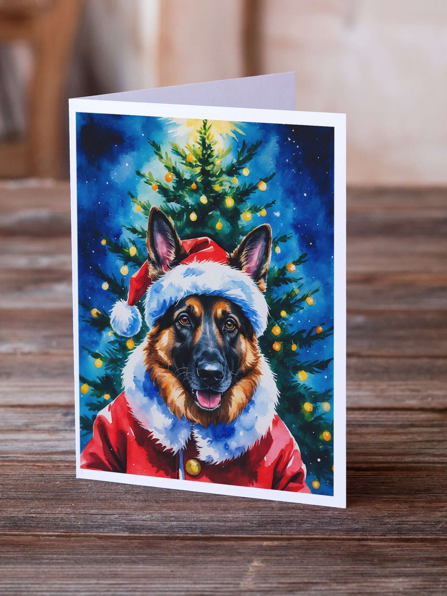 German Shepherd Christmas Greeting Cards Pack of 8 Blank Cards with Envelopes Whimsical A7 Size 5x7