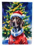 German Shorthaired Pointer Christmas House Flag 28x40 Porch Sleeve Pole Decorative Outside Yard Banner Artwork Wall Hanging, Polyester