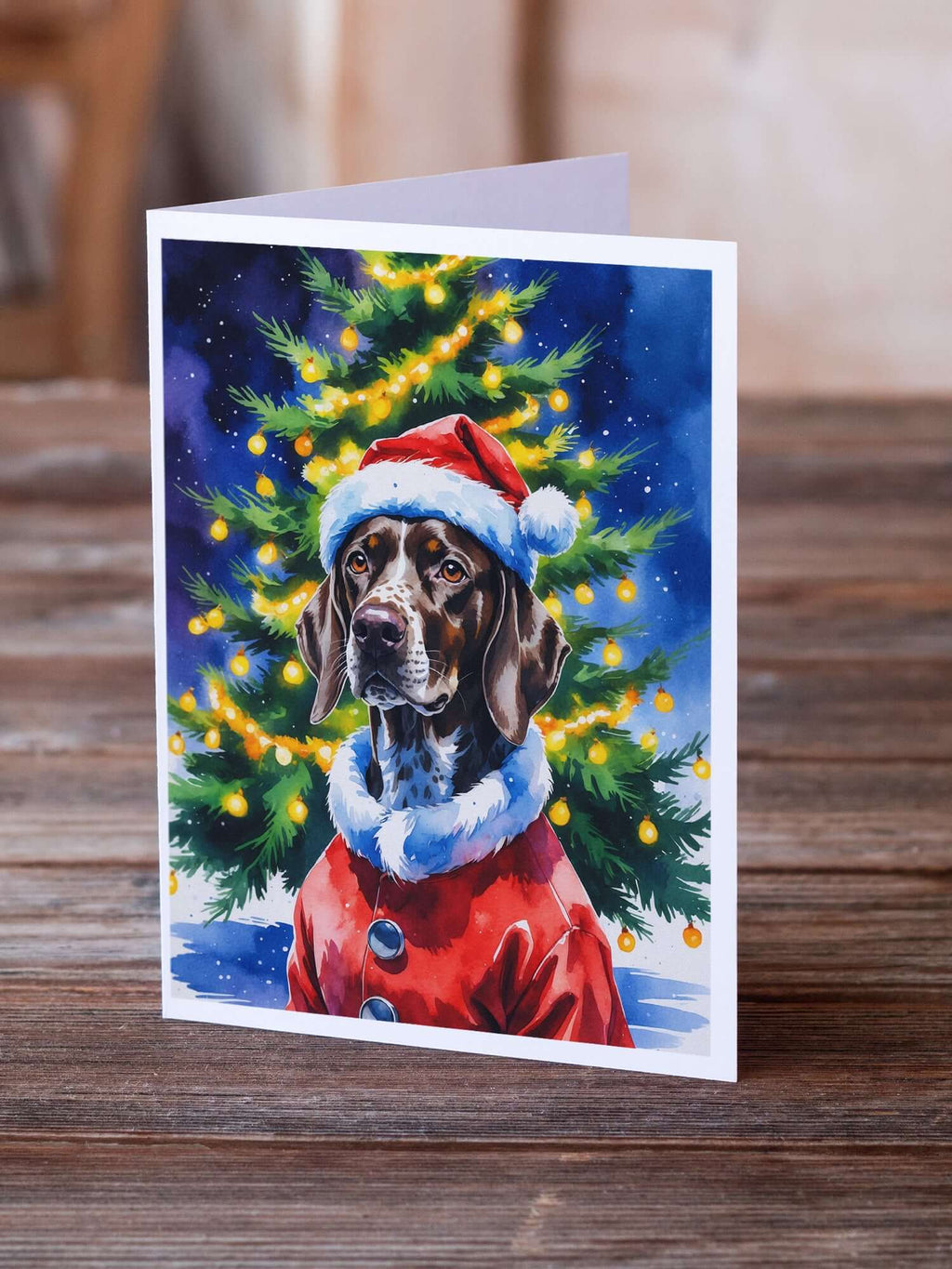 German Shorthaired Pointer Christmas Greeting Cards Pack of 8 Blank Cards with Envelopes Whimsical A7 Size 5x7