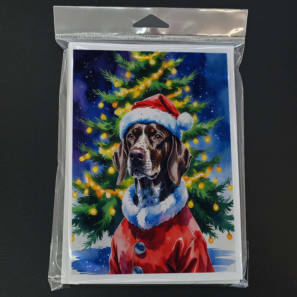 German Shorthaired Pointer Christmas Greeting Cards Pack of 8 Blank Cards with Envelopes Whimsical A7 Size 5x7