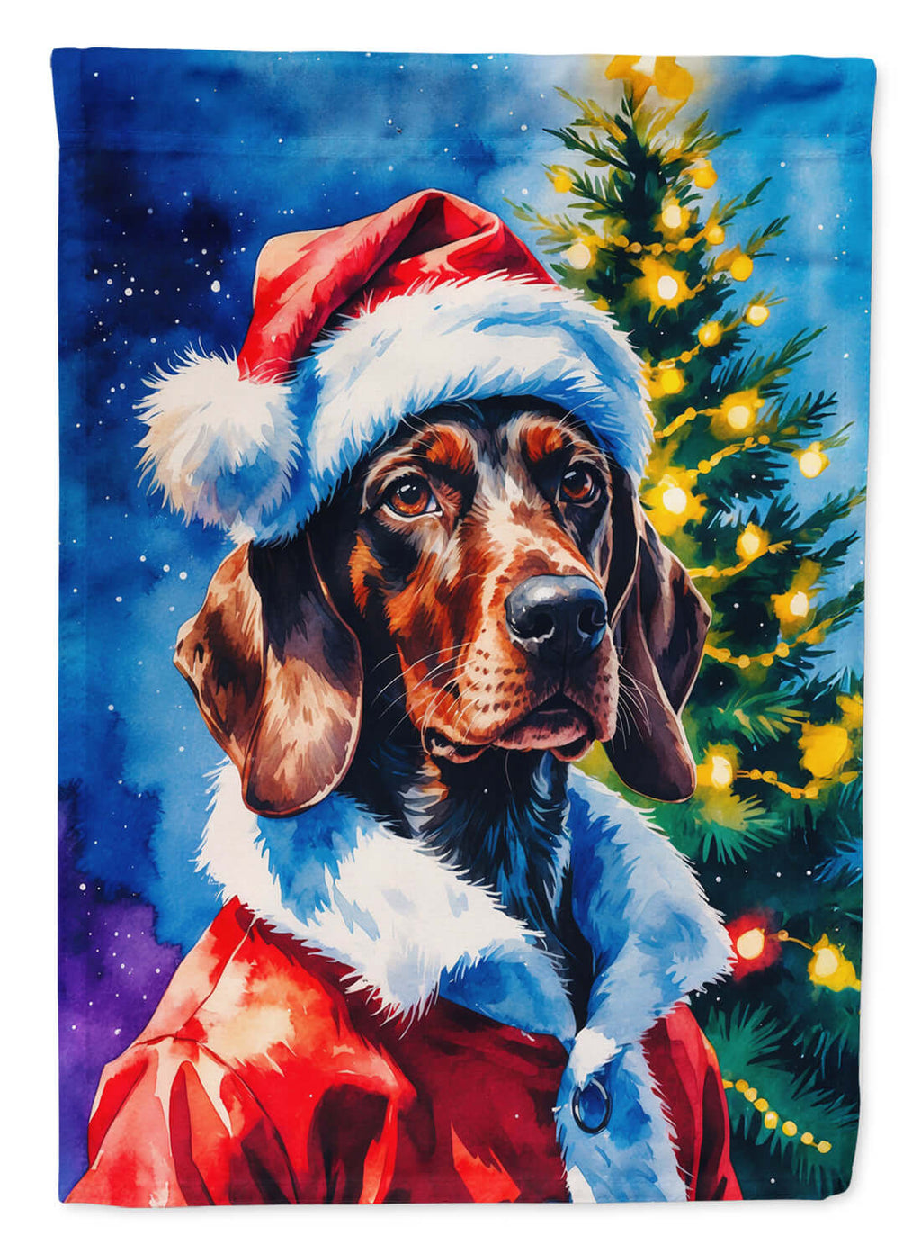 German Wirehaired Pointer Christmas House Flag 28x40 Porch Sleeve Pole Decorative Outside Yard Banner Artwork Wall Hanging, Polyester