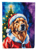 Golden Retriever Christmas House Flag 28x40 Porch Sleeve Pole Decorative Outside Yard Banner Artwork Wall Hanging, Polyester