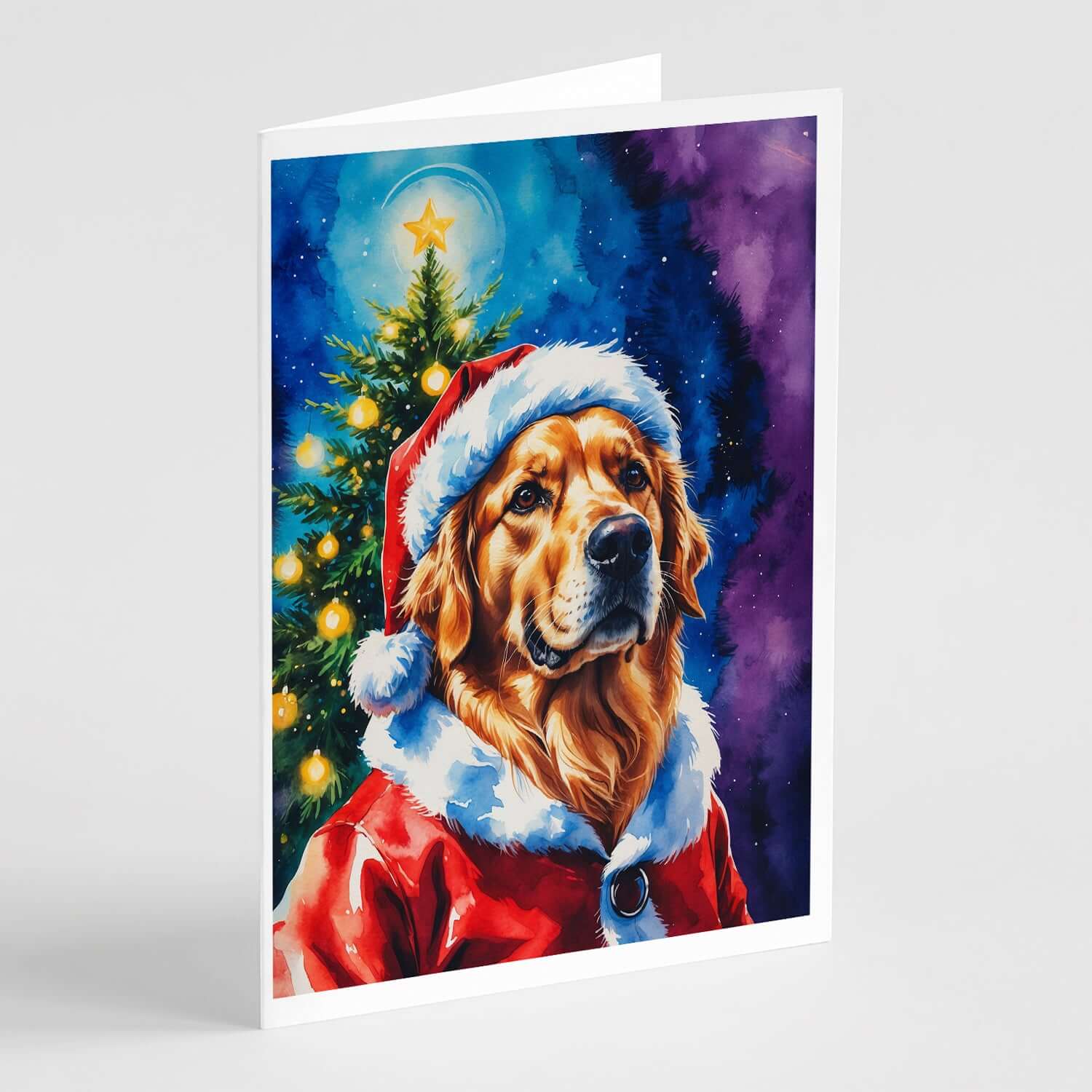 Golden Retriever Christmas Greeting Cards Pack of 8 Blank Cards with Envelopes Whimsical A7 Size 5x7