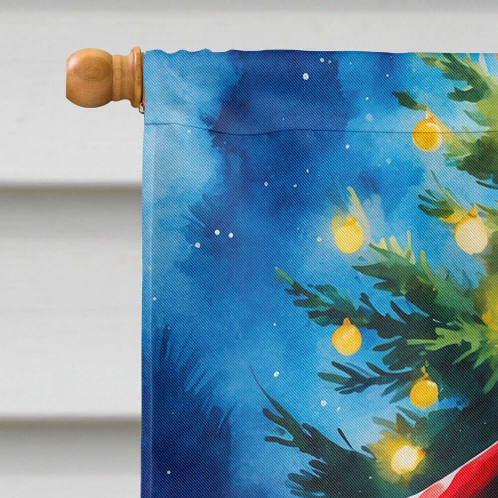 Goldendoodle Christmas House Flag 28x40 Porch Sleeve Pole Decorative Outside Yard Banner Artwork Wall Hanging, Polyester