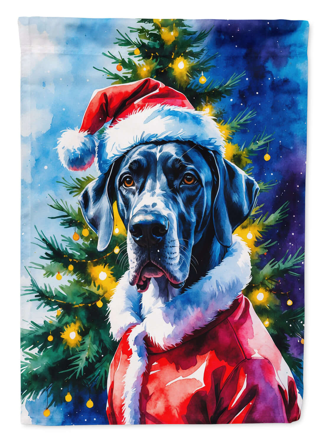 Great Dane Christmas House Flag 28x40 Porch Sleeve Pole Decorative Outside Yard Banner Artwork Wall Hanging, Polyester