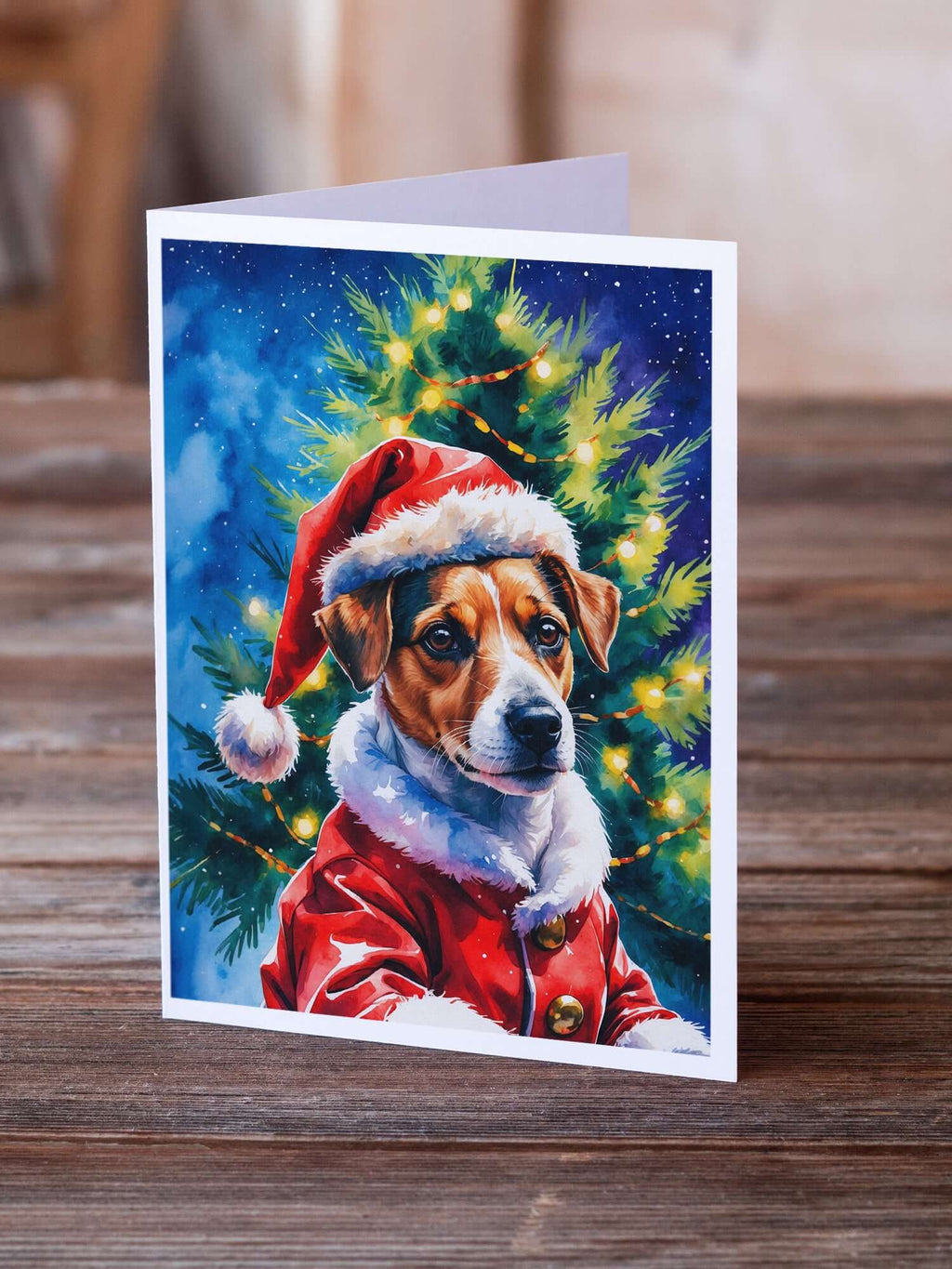 Jack Russell Terrier Christmas Greeting Cards Pack of 8 Blank Cards with Envelopes Whimsical A7 Size 5x7