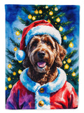 Chocolate Labradoodle Christmas House Flag 28x40 Porch Sleeve Pole Decorative Outside Yard Banner Artwork Wall Hanging, Polyester