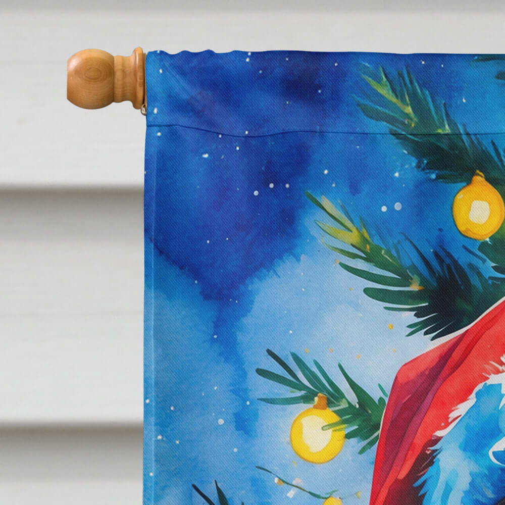 Chocolate Labradoodle Christmas House Flag 28x40 Porch Sleeve Pole Decorative Outside Yard Banner Artwork Wall Hanging, Polyester