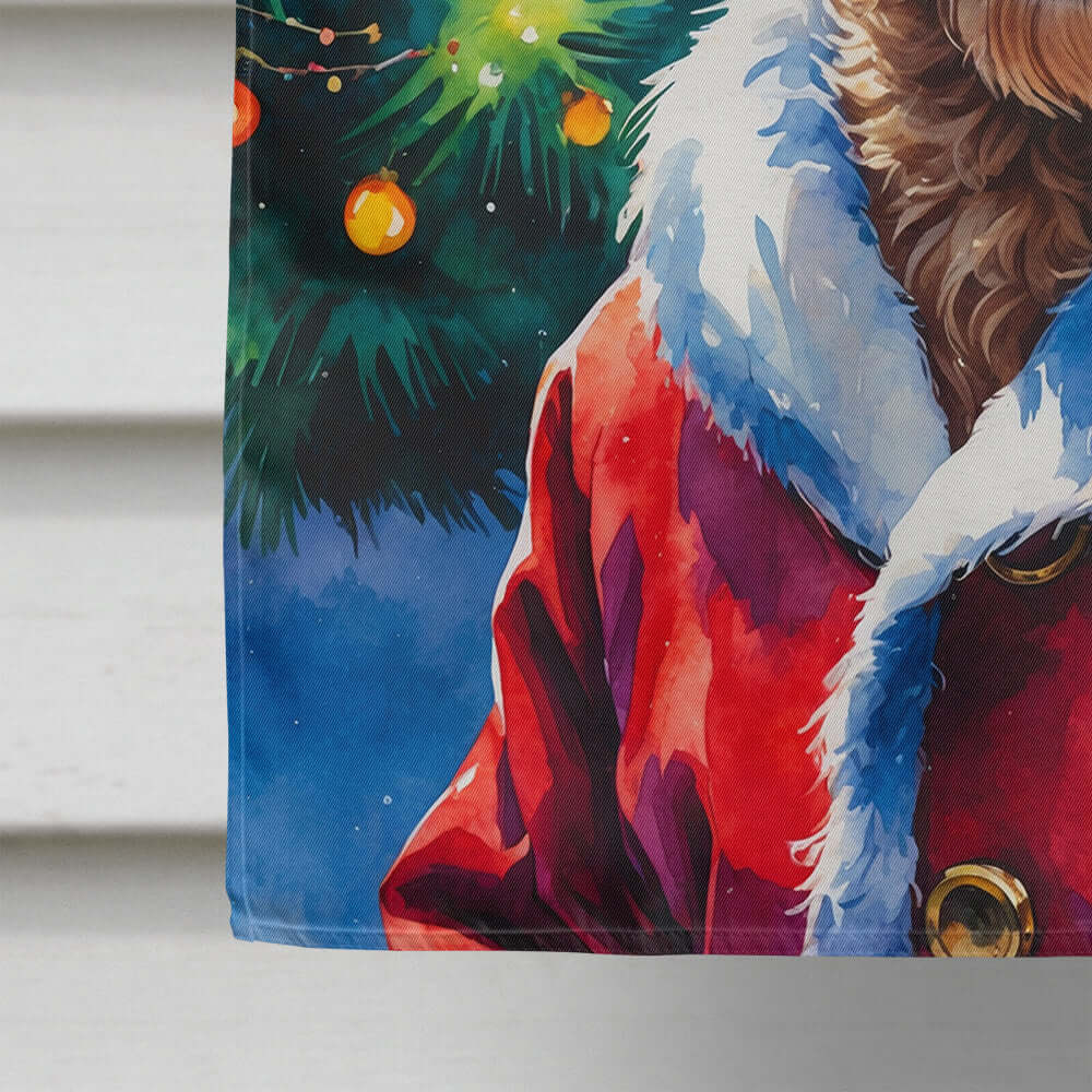Labradoodle Christmas House Flag 28x40 Porch Sleeve Pole Decorative Outside Yard Banner Artwork Wall Hanging, Polyester
