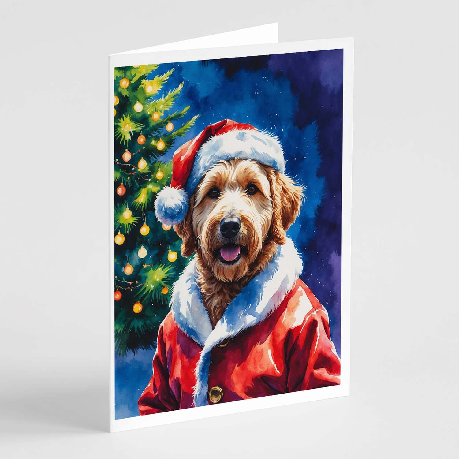 Labradoodle Christmas Greeting Cards Pack of 8 Blank Cards with Envelopes Whimsical A7 Size 5x7