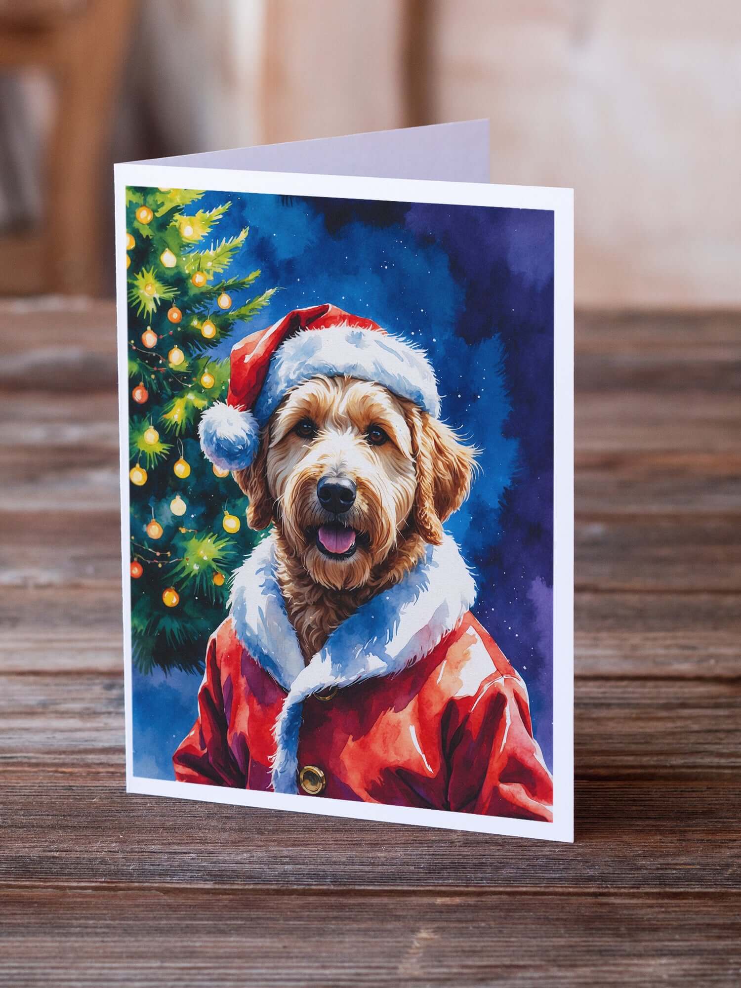 Labradoodle Christmas Greeting Cards Pack of 8 Blank Cards with Envelopes Whimsical A7 Size 5x7