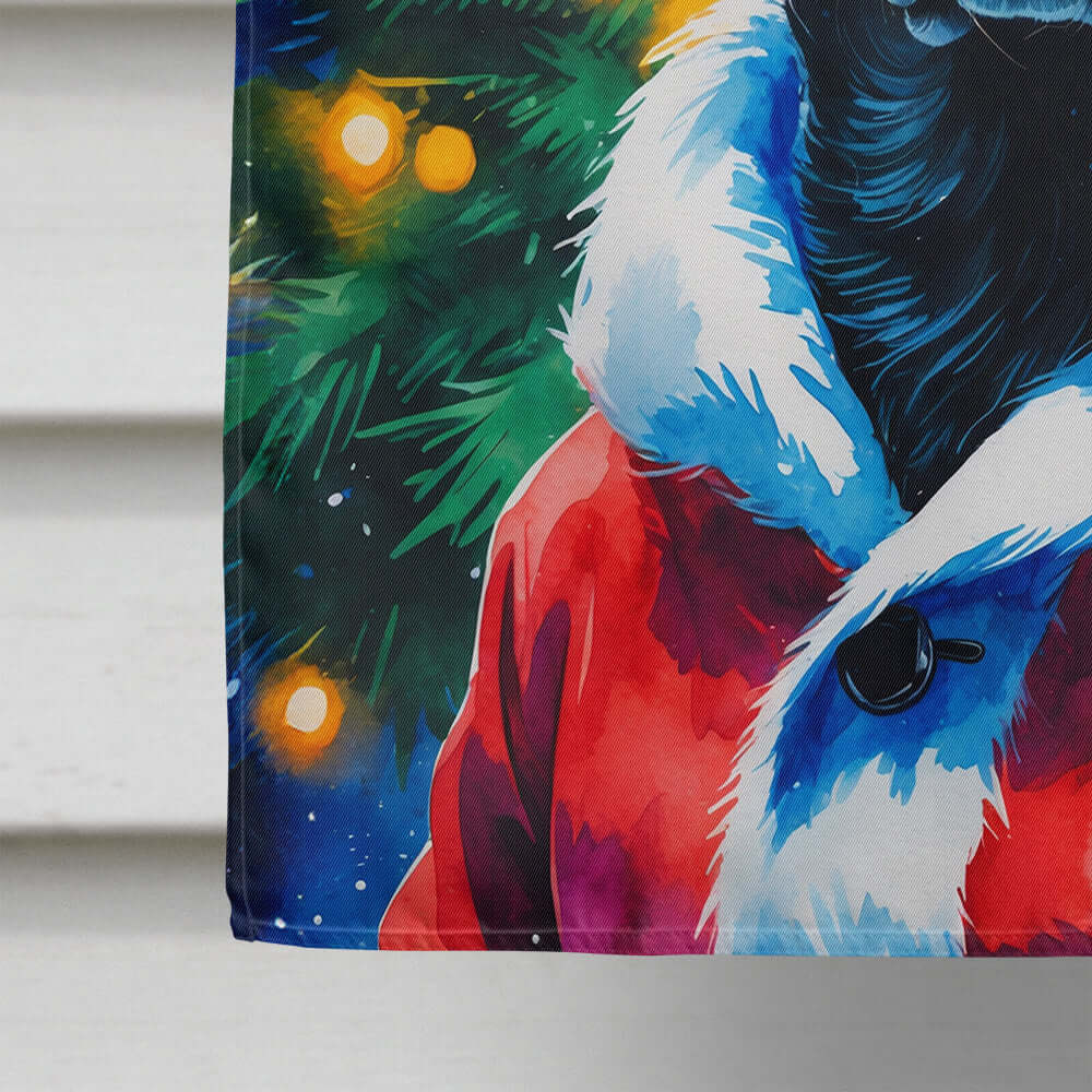 Black Labrador Retriever Christmas House Flag 28x40 Porch Sleeve Pole Decorative Outside Yard Banner Artwork Wall Hanging, Polyester