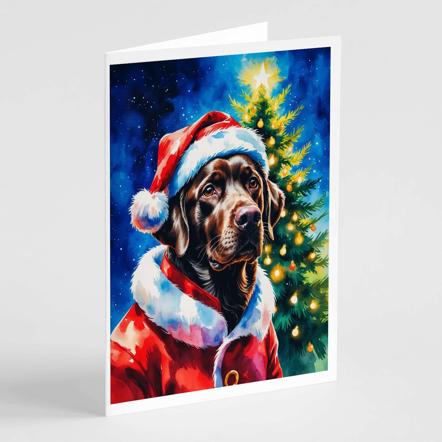 Chocolate Labrador Retriever Christmas Greeting Cards Pack of 8 Blank Cards with Envelopes Whimsical A7 Size 5x7