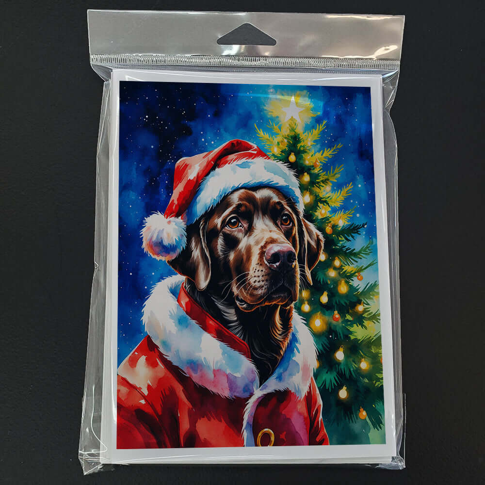 Chocolate Labrador Retriever Christmas Greeting Cards Pack of 8 Blank Cards with Envelopes Whimsical A7 Size 5x7